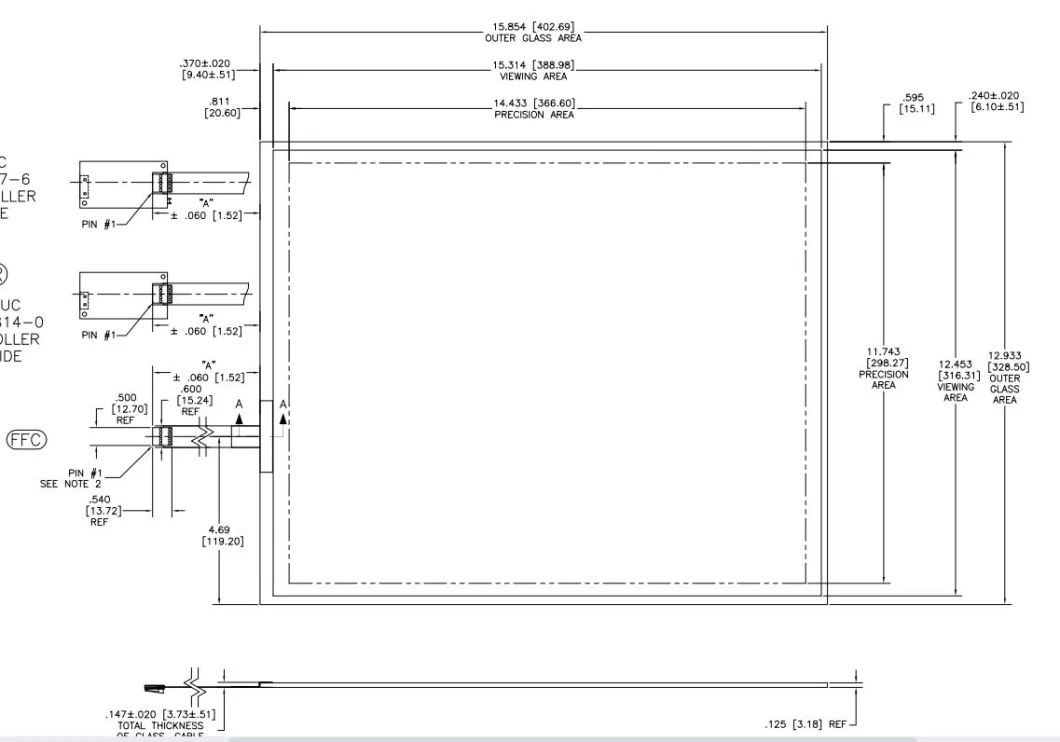 19.74 Inch 3m Replacement Surface Capacitive Touch Panel Screen 17-8551-227/98-0003-3261-3